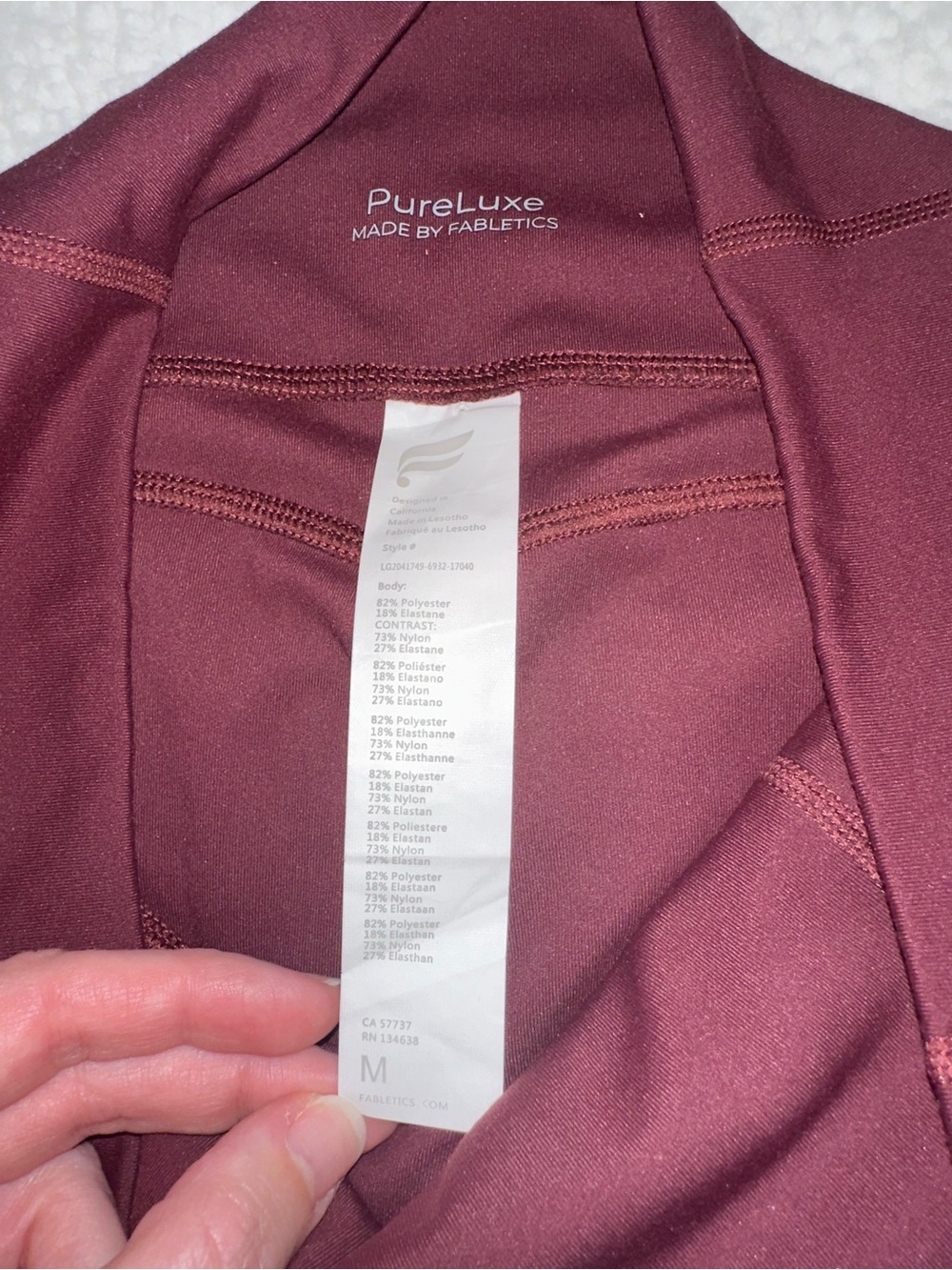 NWOT Fabletics PureLuxe High-Waist Leggings in Merlot - Picture 5 of 6